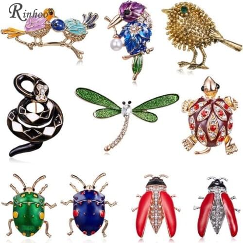 RINHOO Insect Animal Bird Brooch For Women Men Jewelry Christmas Hijab Pins Broaches Womens Enamel Pin Brooch Bags Accessories