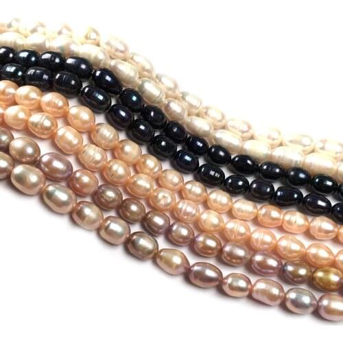 Natural Freshwater Pearl Beading Rice shape Isolation Punch Loose Beads For jewelry making DIY Necklace Bracelet Accessories