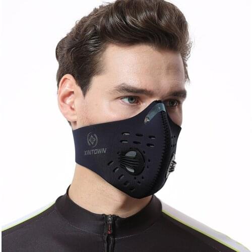 Black Protective Face Mask Men Adjustable Mesh Breathable Valves Mask Adult Riding Cycling Mouth Mask Party Decoration Facemask