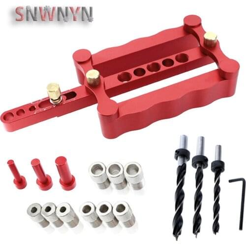 Woodworking 3-in-1 Self-centering Doweling Jig 6/8/10mm Drill Guide Wood Dowel Puncher Locator Tools Kit for Carpentry