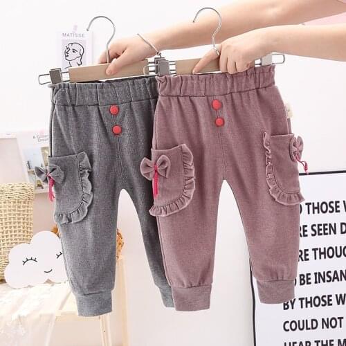 IENENS Baby Girls Long Pants Loose Trousers Kids Clothes Spring Autumn Casual Big Pockets Bottoms Child Cotton Hare Pant