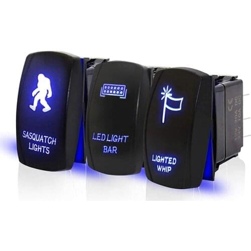 Rocker Switch LED Light Bar Sasquatch Lights Lighted Whip Switch for ATV Can-AM Maverick X3 Polaris Ranger RZR Boat SUV