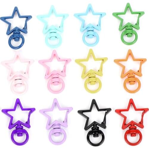 Five-pointed Star Shape Colorful Metal Lobster Clasp Hooks Key Ring Connectors For Keychain Jewelry Making DIY Accessories