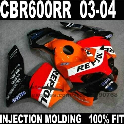 ABS Injection motorcycle part for 2003 2004 CBR 600 RR RR F5 fairings kit CBR600RR 03 04 orange repsol fairing set