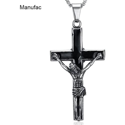 Cross Necklace Titanium Steel Jewelry Satan Jesus Punk Gothic Neckless