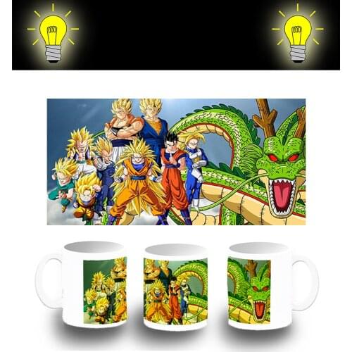 MERCHANDMANIA Cup photoluminescent DBZ SUPER SAIYAJINS SHENRON glow Dark Custom washable ceramic gift