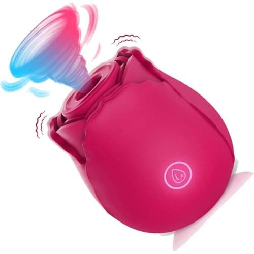 Powerful Rose Shape Vagina Sucking Vibrator Intimate Nipple Sucker Oral Licking Massage Clitoris Stimulation Sex Toys for Women