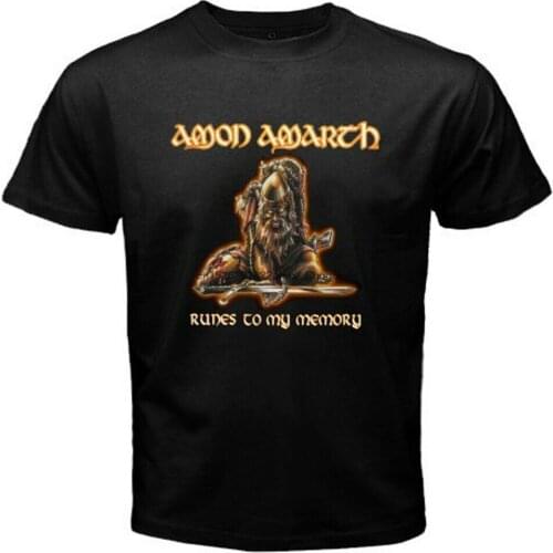 AMON AMARTH Runes To My Memory Logo Mens Black T-Shirt Size S to 3XL