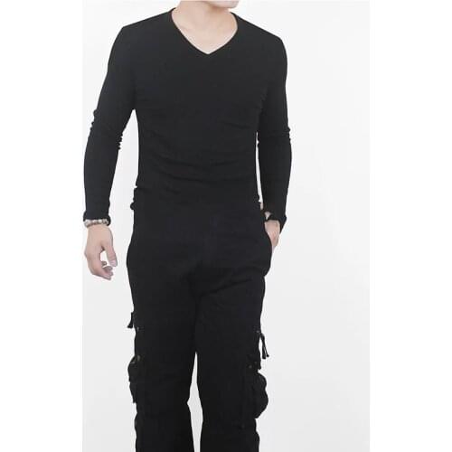 Male Professional National V-Neck Flesh-Colored One-Piece Cotton Short Or Long Sleeve Ballet Dance Jumpsuit