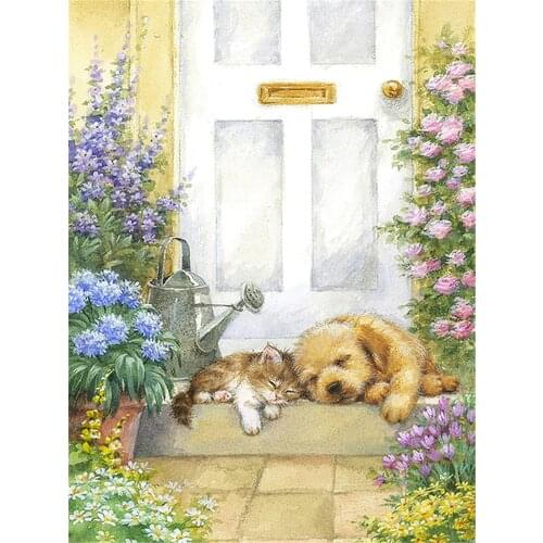Animal Cat Printed 11CT Cross Stitch DIY Embroidery Kit DMC Threads Sewing Handmade Knitting Needlework Home Decor Sales