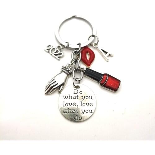 New retro lipstick nail polish keychain exquisite lipstick keychain personal accessory small gift lady bag keychain