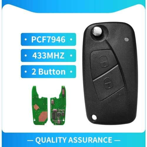 2 Button Black Colour Remote Key For Fiat 500 Panda Punto Bravo DelKey PCF7946 Chip 2 Button 433Mhz