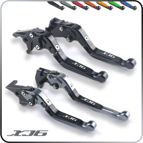 For YAMAHA XJ6 DIVERSION 2009-2015 10 11 12 13 14 Motorcycle Accessories Folding Extendable Brake Clutch Levers Gray Logo XJ6