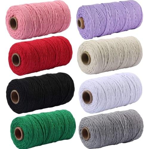 Cotton Rope Macrame Cord 3mm Natural Cotton Wall Hanging String Diy Craft Making Knitting Rope Wedding Decor Macrame Accessories