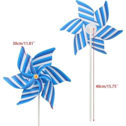 Striped Windmill Wind Spinner Home Garden Yard Decoration Kids Children Toys BX0D
