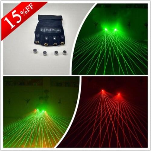 Wecool green red laser gloves with 4 pcs green red lasers laser dancing stage show DJ CLUB party free shipping