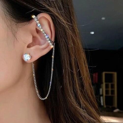 Korean Earrings Fashion Jewelry Statement Earrings Exaggerated Retro Chain Zircon Earrings Stud Earrings For Women Wholesale
