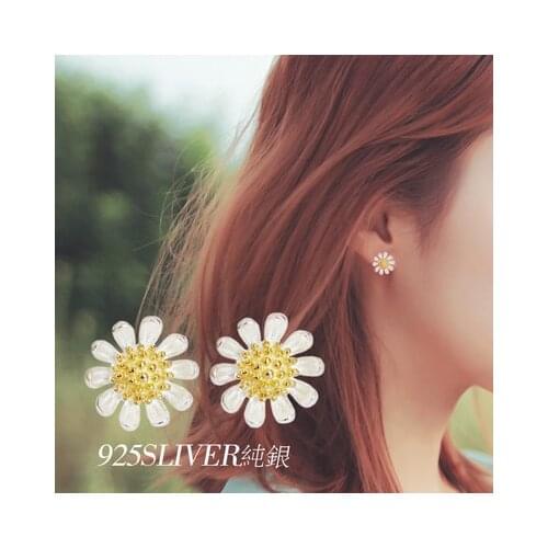 REETI 925 Sterling Silver sunflower Stud Earrings For Women Trend Personality Lady Fashion Jewelry