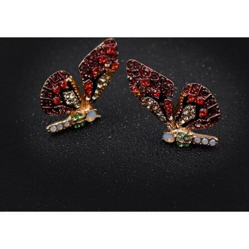New Korean Elegant Cute All-match Butterfly Wing Rhinestone Earrings For Women Girls Simeple Lovely Boucle D'oreille Gifts
