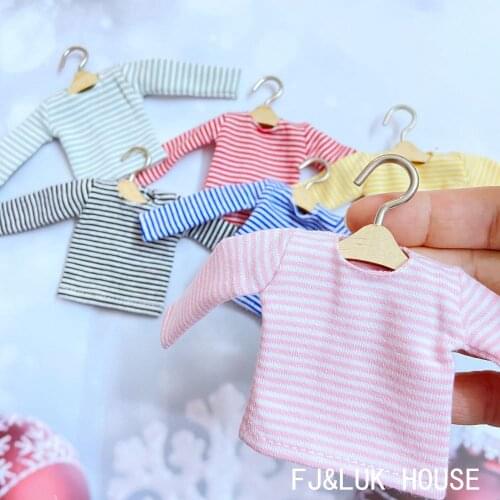 1PCS Doll’s Cotton T-shirt Stripe Long Sleeve Shirt for Pullip Blyth 1/6 Dolls Accessories Clothes