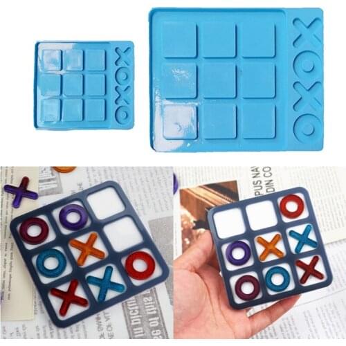 2 Sizes Tac Toe Game Board with XO Silicone Mold Game Board Mold Resin Family Game Silicone Epoxy Resin Casting Mold Kit