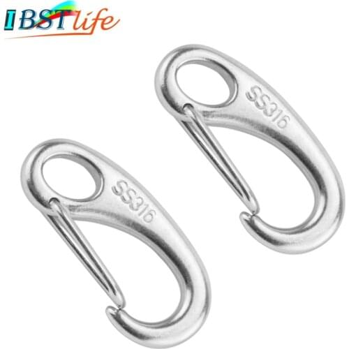 2PCS Boat Marine Stainless Steel Egg Shape Spring Snap Hook clips Quick Link Carabiner Buckle eye shackle Lobster Claw outdoor