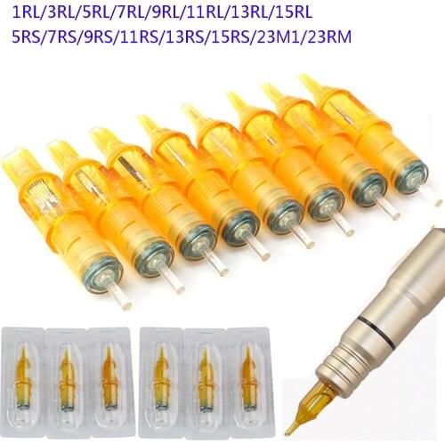 20pcs/lot RL RS Disposable Round Liner Tattoo Needles Permanent Lip Eyebrow Makeup Tattoo Rotary Pen Tattoo Supplies