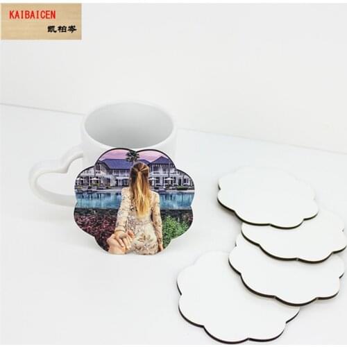 20pcs/Lot Sublimation blank MDF Wooden coaster kitchen accessories flower mat cup bar mug drink pads