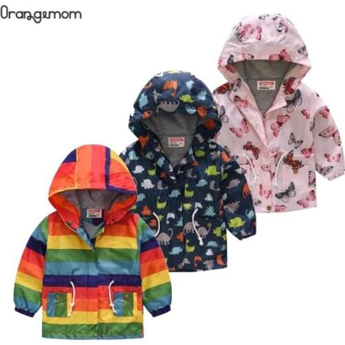 2020 Girl Jacket Spring Kids Rainbow Jacket For Kids Boys Girl Windbreaker long style Toddler Girl Windbreaker children Coats