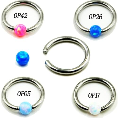 4Pcs for 4 Colors Mixed Surgical Steel Opal Stone Captive Bead Ring Opal Earring Stud,Opal Nose Piercing Ring Jewelry