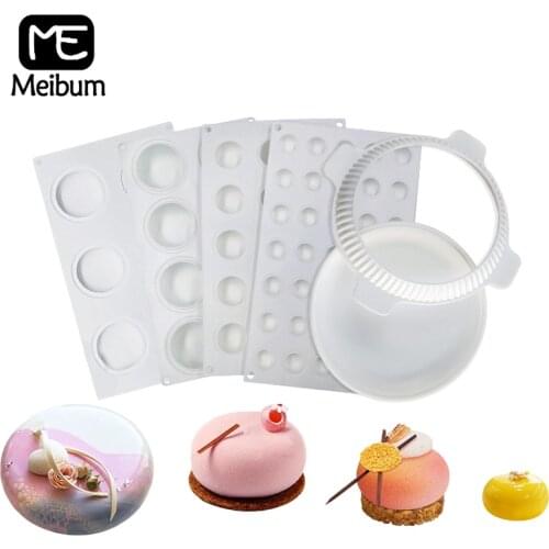 Meibum 5 Types Oblate-Shaped Baking Tools For Cakes Decorating Supplies 3d Silicone Cake Mold Muffin Pan Dessert Mousse Molds