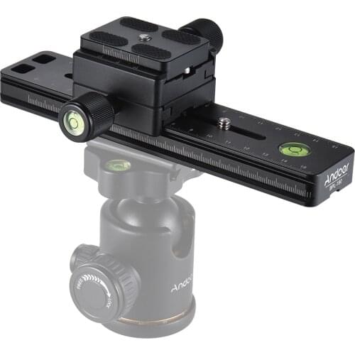 Andoer BPL-180 Aluminum Camera Long Quick Release Plate + Double-layer Clamp Kit Knob-Type Design for Arca Quick Release Plate