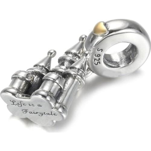 Authentic S925 Silver Pendant Bead fit Lady Bracelet Bangle Castle Dangle Charms DIY Jewelry