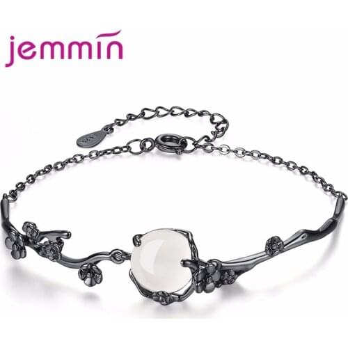Latest Design 925 Sterling Silver Charm Bracelet For Decoration Link Chain Opal Stone Easy Hook Women Party Engagement
