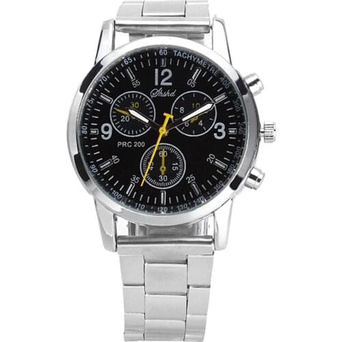 Fashion Men Round Sub-dials Decor Alloy Band Analog Quartz Wrist Watch Gift Gift часы мужские наручные
