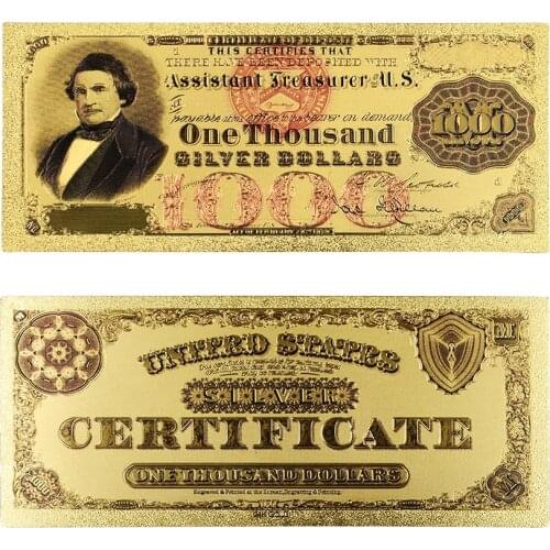 Hot Sale 1878 Years Colorful USA Gold Banknote New 1000 Dollars Banknote Set 999.9 Gold Fake Money As Decor Gifts
