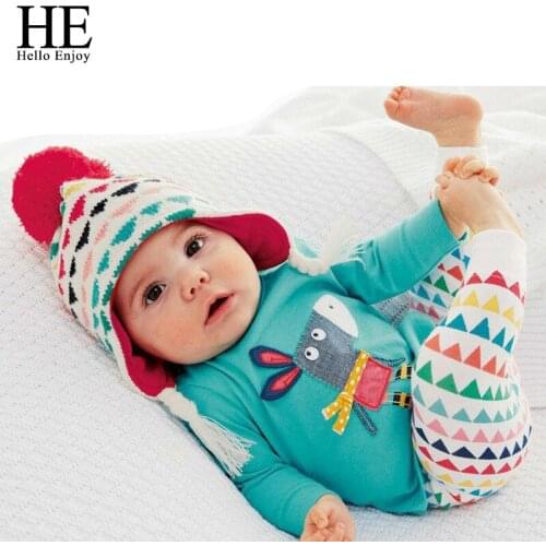 HE Hello Enjoy Baby Clothing Sets Unisex Newborn Baby Boy clothes Spring Cartoon Long Sleeve Tops+Pants Girls Suits Kids 2018