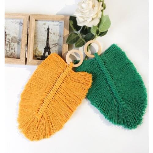 Hippie Macrame Hand-woven Colorful Leaf Shape Tapestry Hanging Home Decoration Car Hanging Fringe Mexican Home Decoration