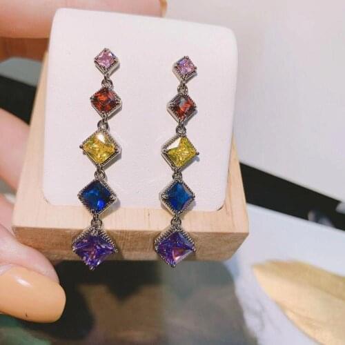 HIBRIDE Hot Sale Fashion Shinny AAA Cubic Zirconia Water Drop Bride Earring Brincos Square Drop Earring Party Jewelry Femm E-769