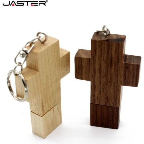 JASTER pendrive wooden cross USB flash drive USB memory stick 8GB 16GB 32GB cross flash drive key ring, over 1 pcs free LOG