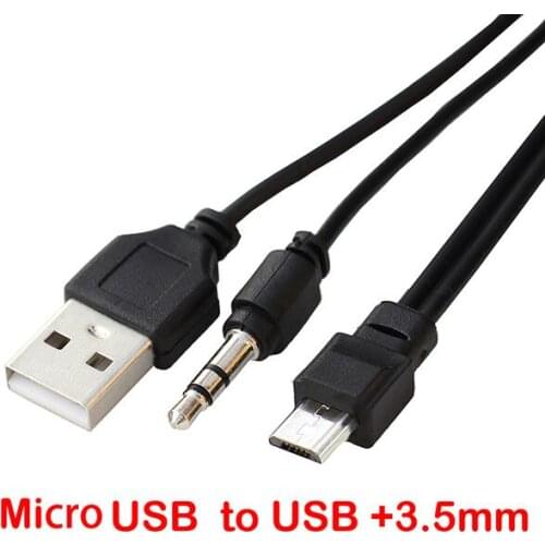 LBSC 2in1 Cable - Micro USB to USB & 3.5mm Aux Standard Audio Jack Connection Cable - Compatible with many speakers, Mp3 Player