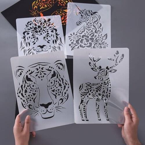 2pc Stencils For Painting Template Coloring Embossing Stencils And Decoration Animal DIY Scrapbooking Tools Photo Album Reusable