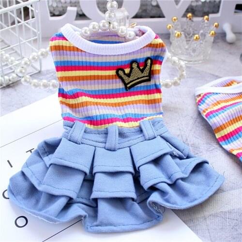 Crown Pet Clothes Dog Costume With Blue Skirt Factory Direct Sale Supply Summer Spring XS XXL Red Blue Outfit Accessories Goods