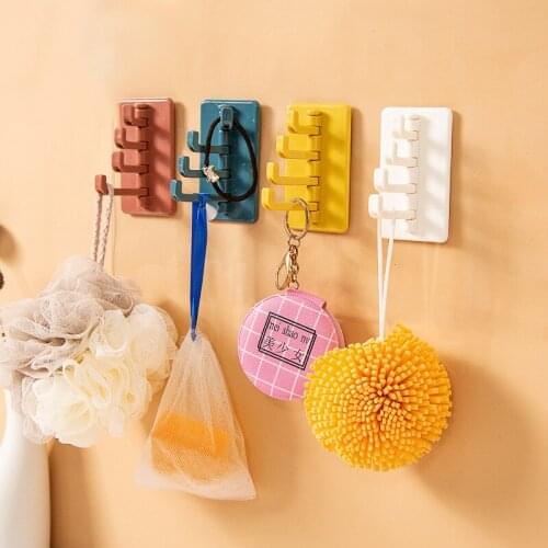 4 Hooks Strong Self-Adhesive Hooks Door Wall Hooks Kitchen Bathroom Counterweight Rack Suction Cups Suction Cups