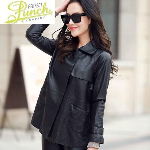 Korean Genuine Leather Jacket Coats and Jackets Women Casual Spring Autumn Sheepskin Coat Chaqueta Cuero Mujer W042 Pph505