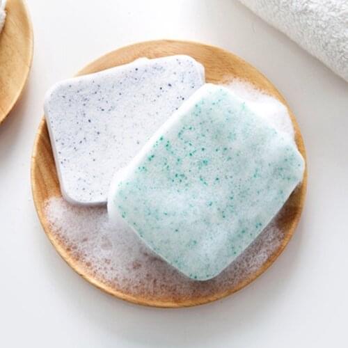 Square Cleaning Pearl with Wood Pulp Herb Cosmetic Puff Face Makeup Sponge Cleanse Washing Facial Powder Care Exfoliator Tool