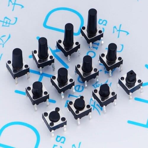 Micro Switch 12V 0.1A 6*6*4.3H/5/6/7/7.3/8/9/9.5/10/11/12/13/14mm DIP Tact Switch legs small button for Induction Cooker