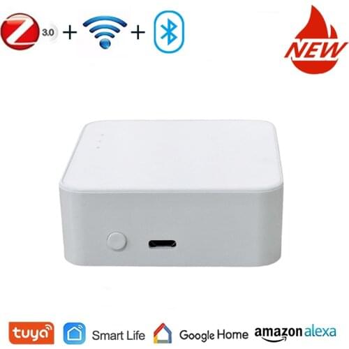 Tuya Zigbee3.0+WiFi+BlE Multi-mode Gateway Hub Smart Home Remote Control Center Support 128 Devices, Work With Alexa Google Home