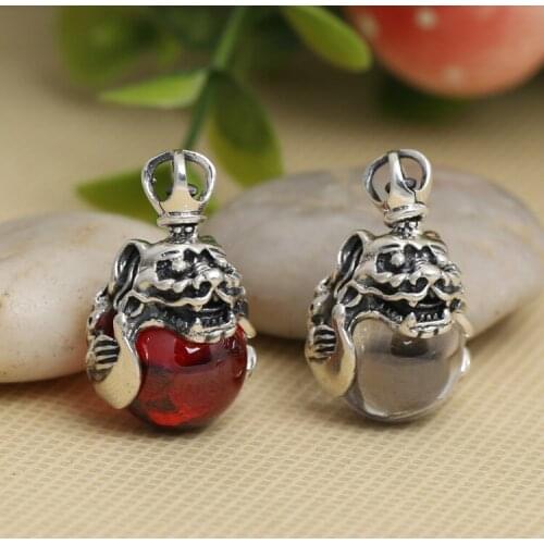 S925 Sterling Silver Autumn Winter Fashion Sweater Chain Retro Thai Silver White Crystal Ball Pendant Female Models