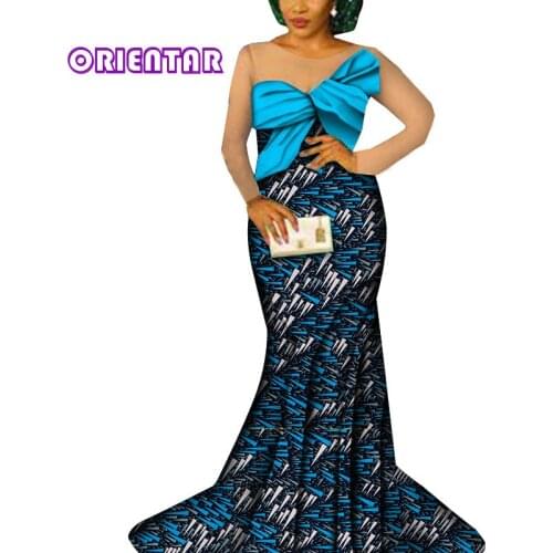 Fashion Women African Dress for Wedding Party 2021 Traditional African Clothing Off Shoulder Long Dashiki Dress Plus Size WY8700